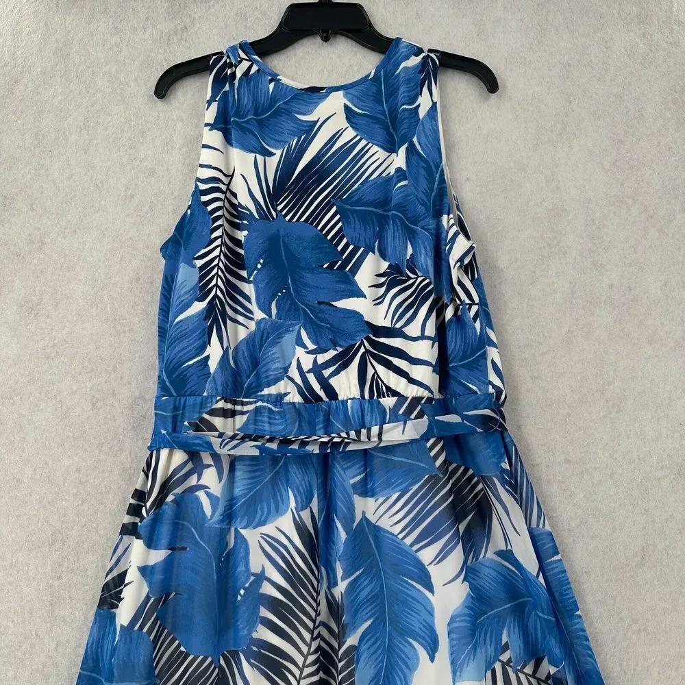 NWT Lane Bryant Maxi Dress Size 14 Floral Sleeveless Long Flowy Blue‎ Tropical - Picture 8 of 12